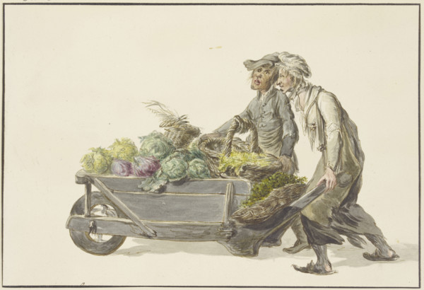 Two gardeners driving vegetables to market, c1834-1836. Creator: C. H. Meyer.
