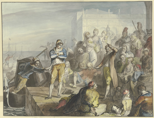 Improviser in the Piazzetta in Venice, c1790s. Creator: Johann Heinrich Ramberg.