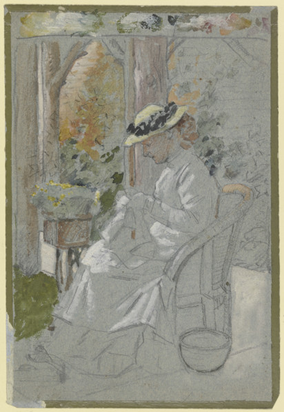 Luise Scholderer on the veranda, c1890s. Creator: Otto Scholderer.