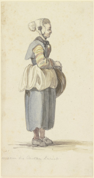 Standing peasant woman in Zurich, in profile facing right, c1771-1772. Creator: Georg Melchior Kraus.