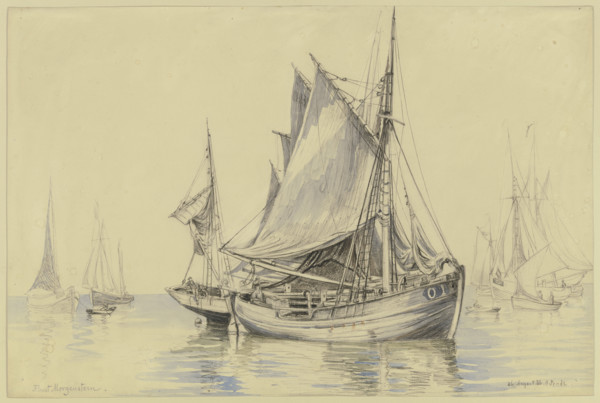 Fishing boats near Ostend, 1886. Creator: Ernst Morgenstern.