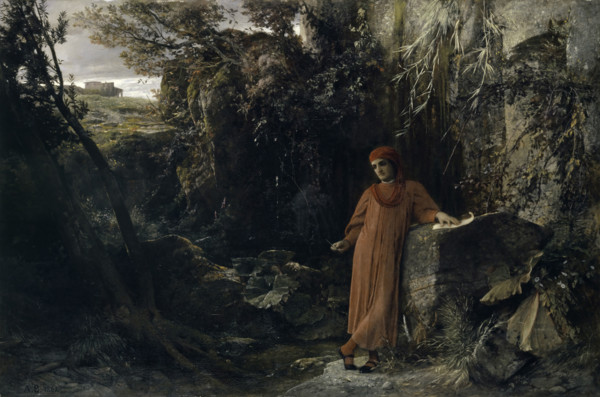 Petrarch at the Spring of Vaucluse, 1867. Creator: Arnold Bocklin.