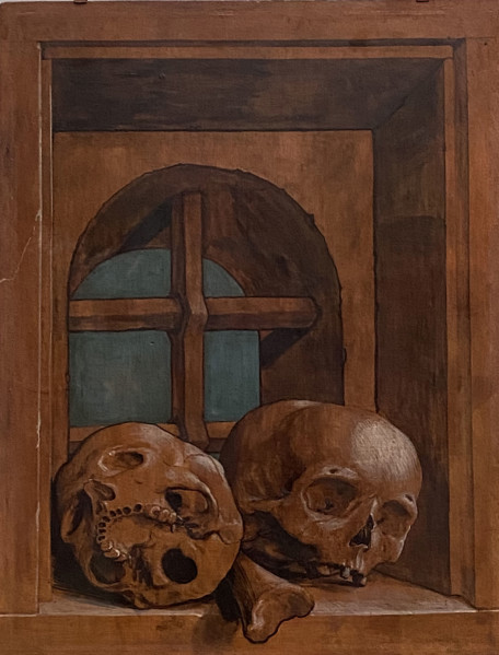 Two skulls in a window niche, 1520. Creator: Hans Holbein the Younger.