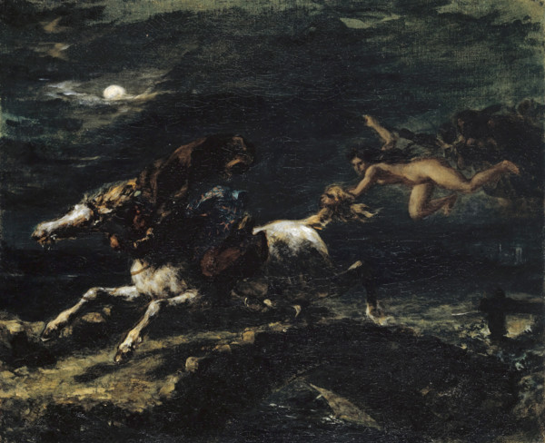 Tam O'Shanter pursued by witches, 1849. Creator: Eugene Delacroix.