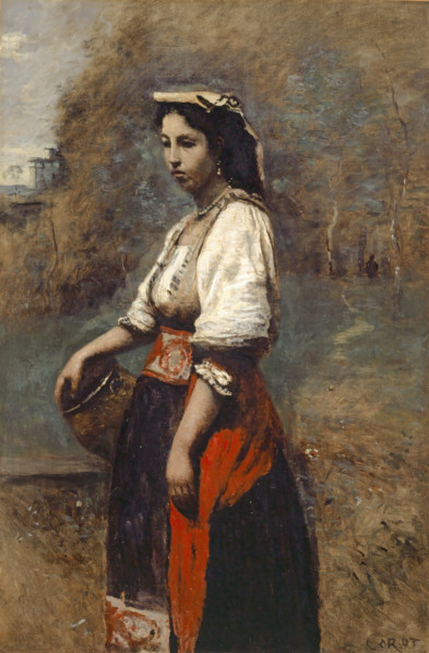 Italian woman at the fountain, 1867. Creator: Jean-Baptiste-Camille Corot.