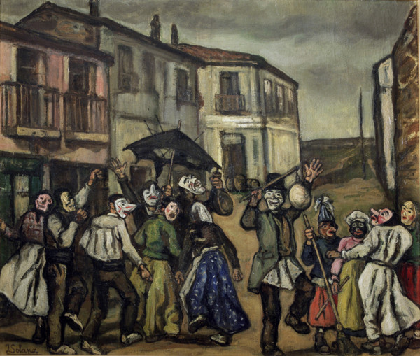 'Mascaras en la calle', 1933.  Creator: José Gutiérrez Solana.
