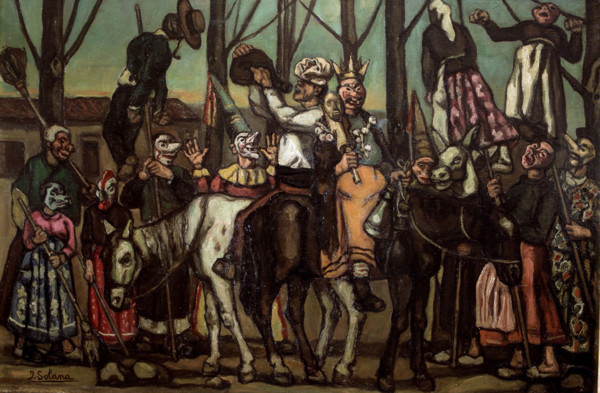 Men wearing masks on horseback.  Creator: José Gutiérrez Solana.