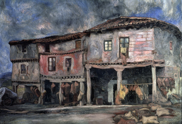 'Houses of the wineskin maker', 1926. Creator: Ignacio Zuloaga.