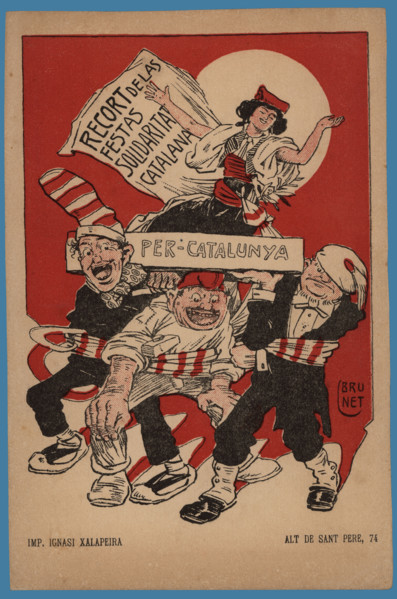 Postcard - Solidaritat Catalana, Barcelona, 1920s.  Creator: Llorenç Brunet Torroll.