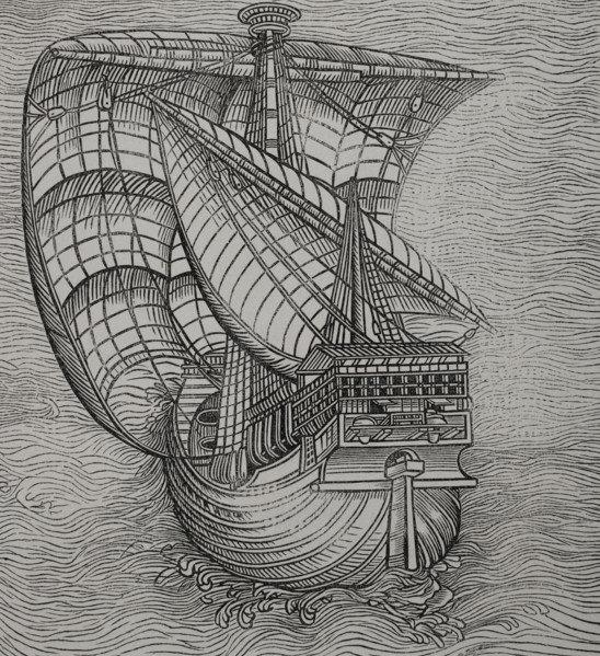 Lateen sail caravel, late 15th-century ship, 1892.  Creator: Unknown.