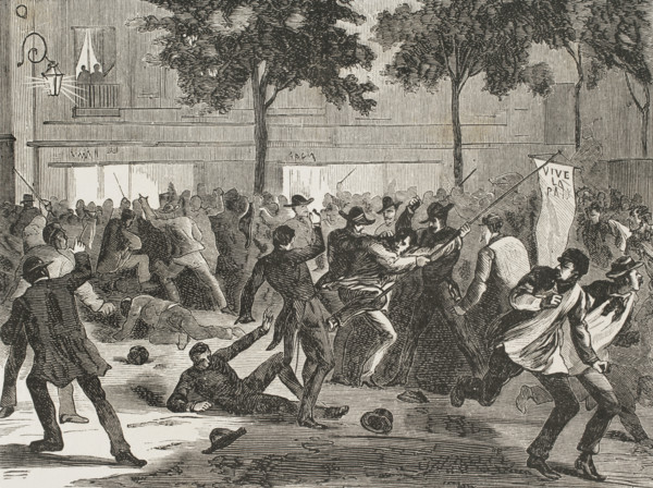 Anti-war demonstration in Paris, 16 July 1870. Creator: Unknown.