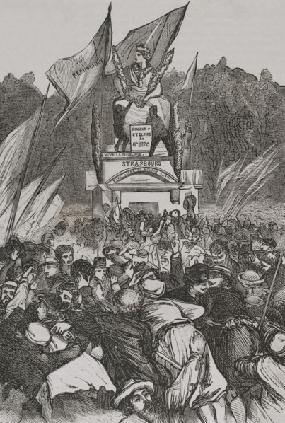 Franco-Prussian War (1870-1871): Demonstration in favour of the defenders of Strasbourg, Paris,1870. Creator: Unknown.