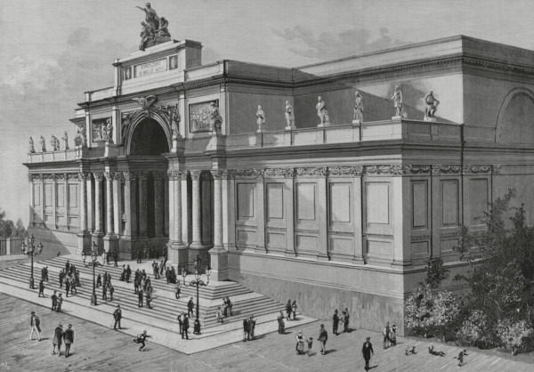 Exterior view, Palazzo delle Esposizioni, Rome, Italy, 1883. Creator: Bernardo Rico.