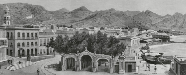 Calle de la Marina, (La Marina Street) and Alameda del Muelle, Santa Cruz de Tenerife, 1883. Creator: Bernardo Rico.