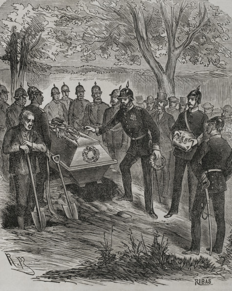 Franco-Prussian War (1870-1871): Burial of the French General Abel Douay...on 7 August 1870.  Creator: Ribas.