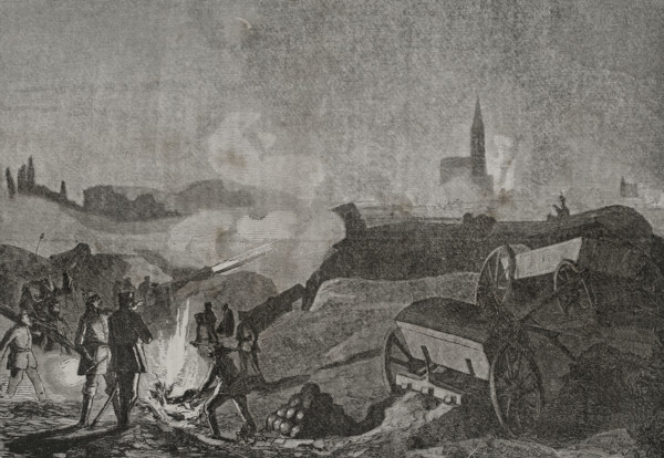 Franco-Prussian War (1870-1871): Bombardment of Strasbourg by the Prussians, 1870.  Creator: Unknown.