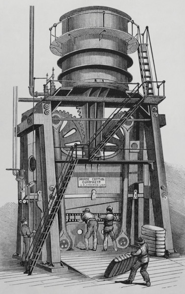 The Morse cotton baling press, John H. Ladd and Co. New York, United States, 1883.  Creator: Unknown.
