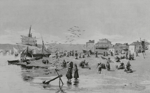 The beach of Vivero, (Viveiro), Galicia, Spain, 1883.  Creator: Unknown.