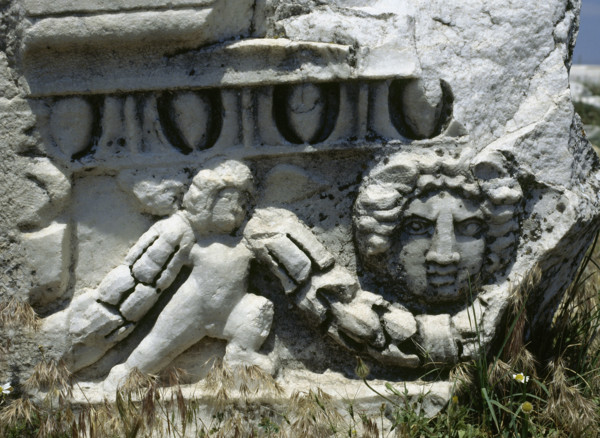 Remains of the theatre frieze, built in the 2nd century, Hierapolis, Anatolia, Turkey, 1999.  Creator: LTL.