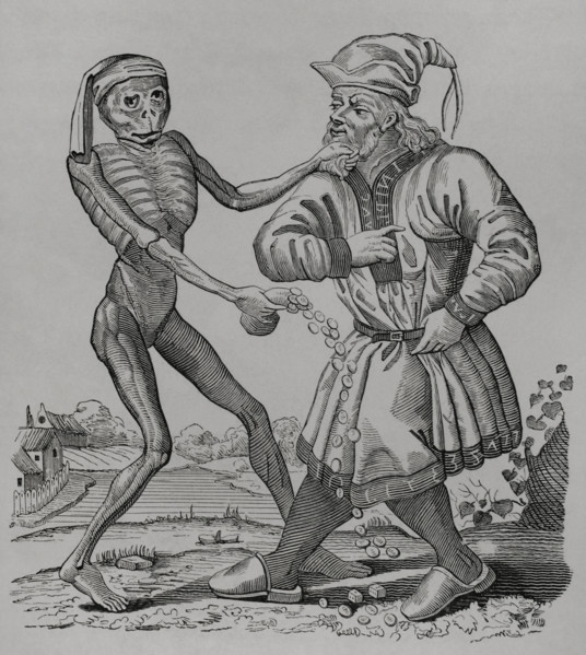 The Jew and Death, episode from the Dance of Death, 1641, (1877).  Creator: Unknown.