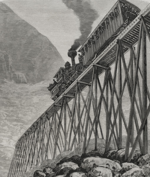 Tourist train descending through Mount Washington railway line, United States, 1878. Creator: Tomás Carlos Capuz.
