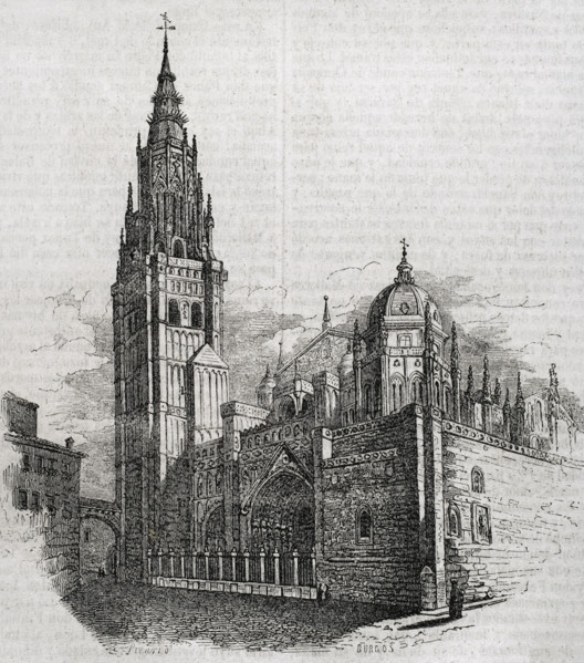 Primate Cathedral of Saint Mary of Toledo, Spain, 1852. Built in the 13th century, Gothic style.  Creator: Burgos.
