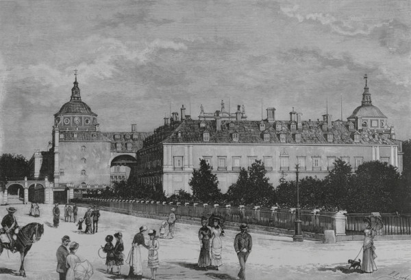 Exterior view of the Royal Palace, Aranjuez, Spain, 1883. Creator: Juan Comba García.