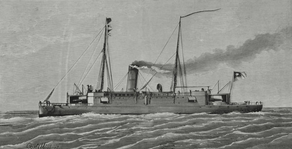 Unprotected cruiser 'Arturo Prat', 1883.  Creator: Angel Cortellini Sanchez.