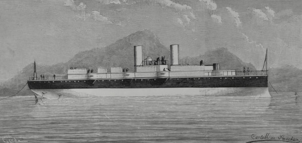 Nueva Esmeralda, Warship built in England for the Chilean Navy, 1883.  Creators: Angel Cortellini Sanchez, Tomás Carlos Capuz.