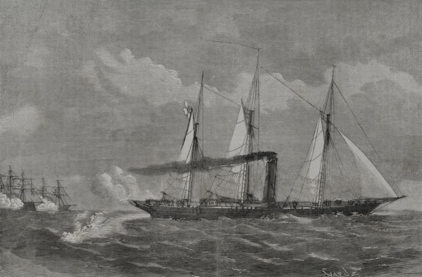 Franco-Prussian War (1870-1871): Engagement of the "Grille" with French warships, 1870. Creator: Tomás Carlos Capuz.