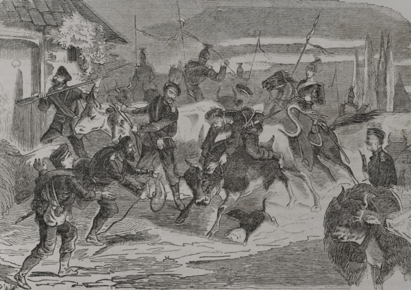 Franco-Prussian War (1870-1871): Prussian soldiers in search of food, 1870. Creator: Unknown.