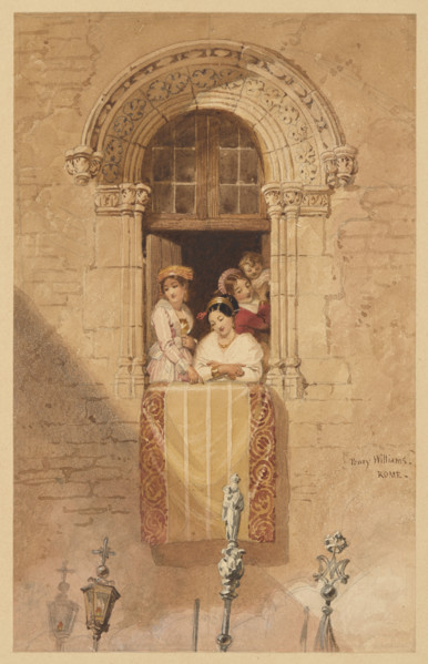 Women at a Window in Rome, 19th century. Creator: Penry Williams.