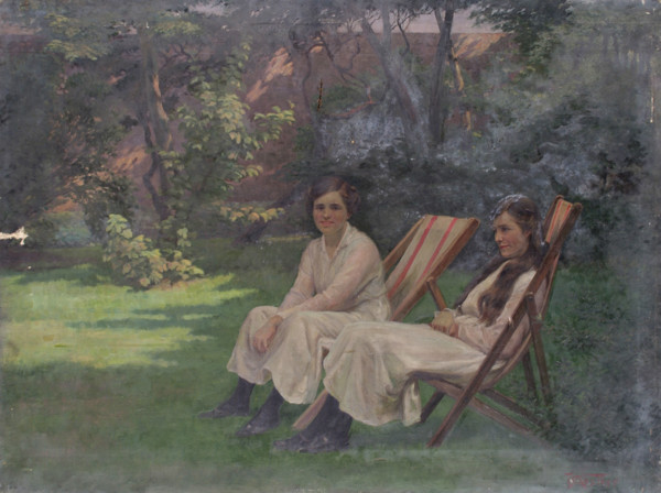 Two Women sitting in a Garden, c1900-1920. Creator: Arthur George Walker.
