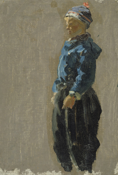 Study of a boy wearing Dutch costume, mid-late 1870s. Creator: George Clausen.