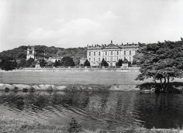 Chatsworth House and River Derwent, Derbyshire, c1955. Creator: Arthur Charles Kirby Ware.