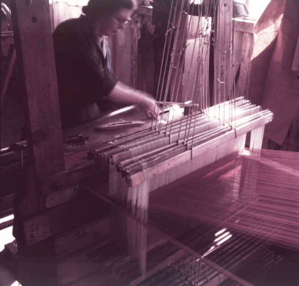 Weaving velvet for the coronation robe, Braintree, Essex, c1953.  Creator: Arthur Charles Kirby Ware.