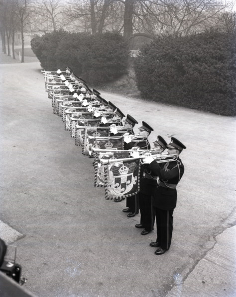Kneller Hall trumpeters, London, c1953.  Creator: Arthur Charles Kirby Ware.