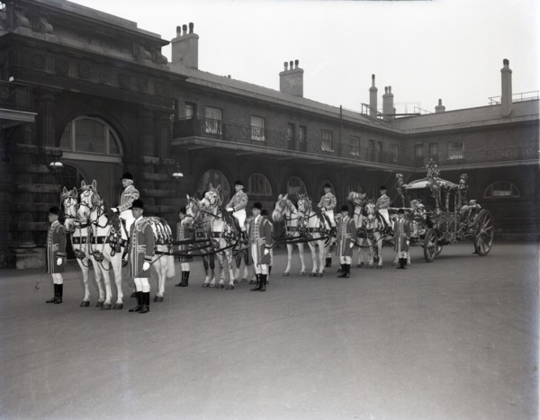 The Gold State Coach, Royal Mews, London, 1953.  Creator: Arthur Charles Kirby Ware.