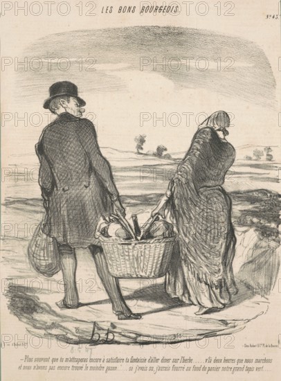 Plus souvent que tu m'attraperas encore à satisfaire ta fantaisie d'aller diner sur l'herbe..., 1847 Creator: Honore Daumier.