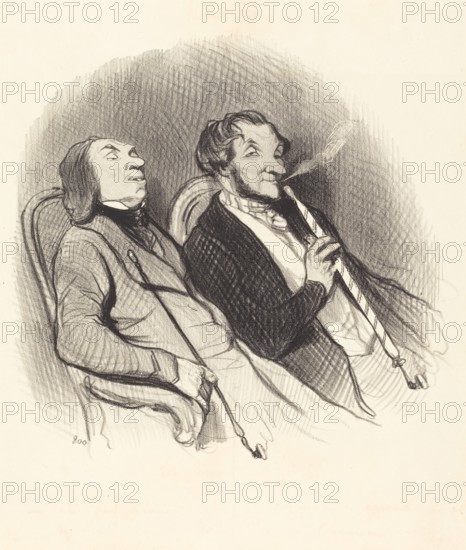 Les fumeurs de hadchids, 1845. Creator: Honore Daumier.