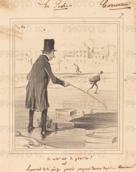 La Pêche. En Voilà un de Plaisir!, 1841.  Creator: Honore Daumier.