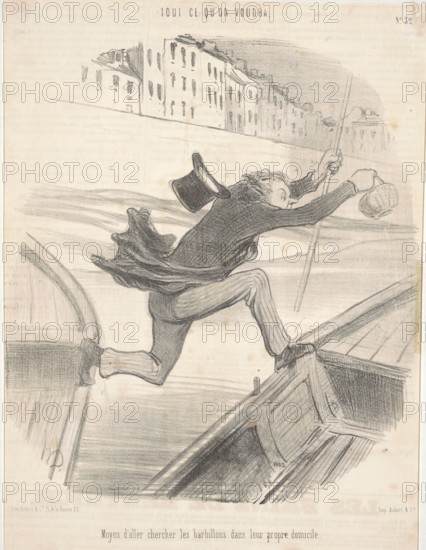 Moyen d'aller chercher les barbillons dans leur propre domicile, 1849. Creator: Honore Daumier.