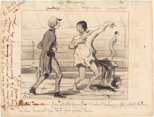 Les bains à vingt centimes, nouveau style, 1842. Creator: Honore Daumier.