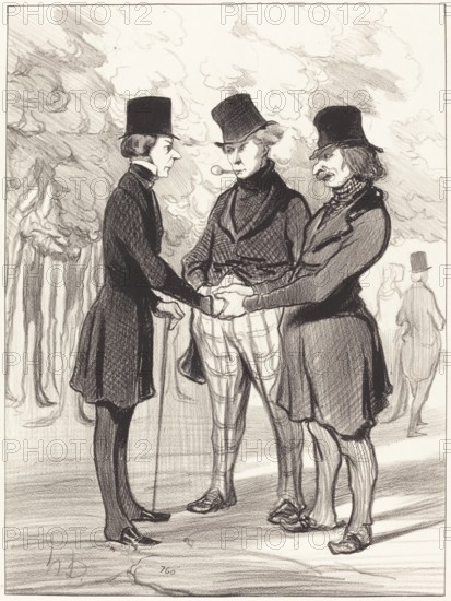 Quelle heureuse rencontre!..., 1845.  Creator: Honore Daumier.