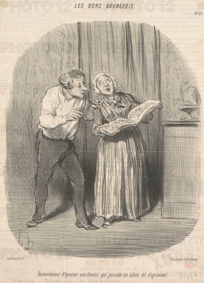 Inconvénient d'épouser une femme qui possède un talent dit d'agrément, 1847. Creator: Honore Daumier.