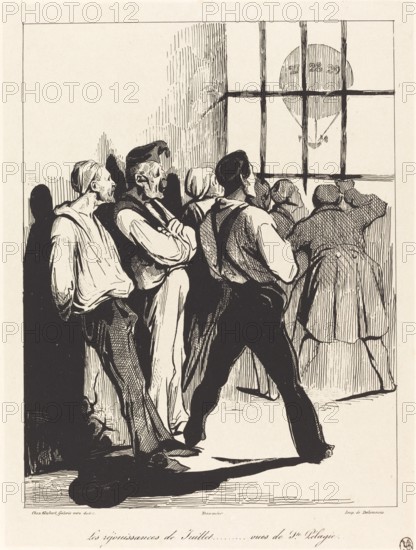 Les réjouissances de Juillet... vues de Ste. Pélagie, 1834. Creator: Honore Daumier.