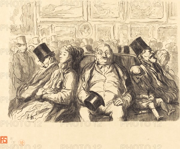 Paris - Exposition des Beaux-Arts - Dans le salon carré - Un Instant de repos, 1868. Creator: Etienne Carjat.