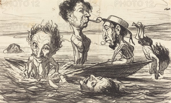 Les Tritons de la Seine, 1864. Creator: Honore Daumier.