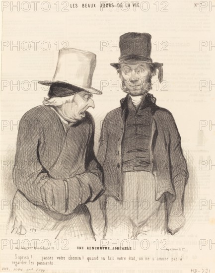 Une rencontre agréable, 1844. Creator: Honore Daumier.