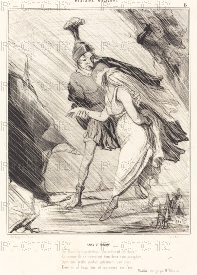Enée et Didon, 1842. Creator: Honore Daumier.